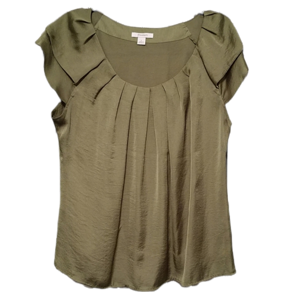 Green DressBarn Top with Cap Sleeve sz Large
